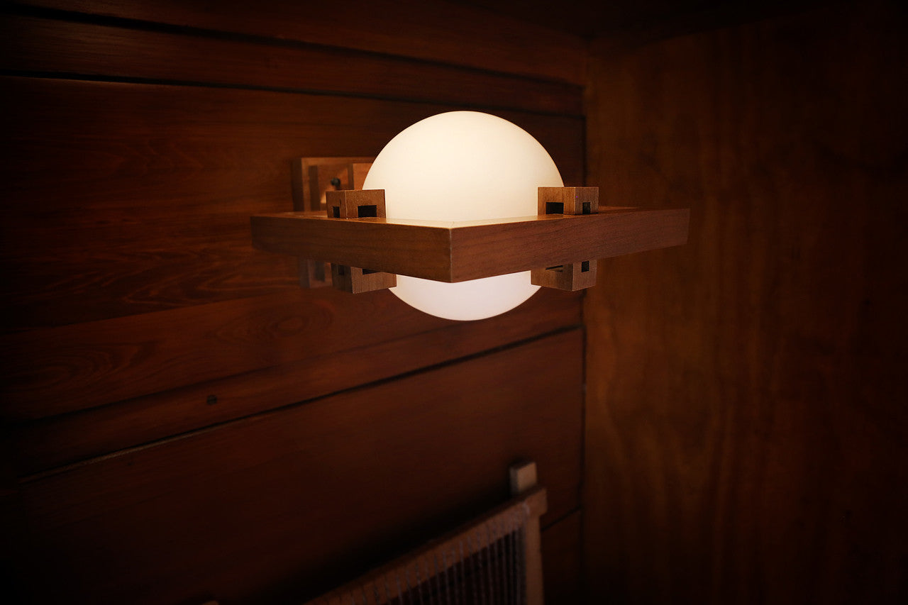 Robie Sconce Cherry Edition in the Frank Lloyd Wright designed Rosenbaum House in Florence, AL.

Frank Lloyd Wright, AlaModerna, Robie Sconce, Robie, Sconce